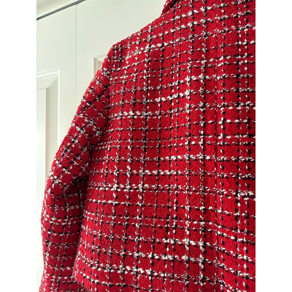 Women’s Red Tweed 2 Piece Skort Suit Set Jacket & Shorts Plaid XS Preppy - Picture 7 of 11